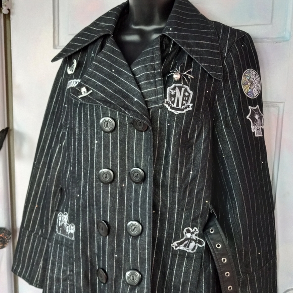 Wednesday Addams custom Rage pinstriped trench coat- SOLD@hosted store - Picture 14 of 16